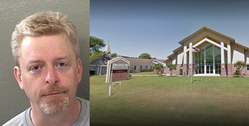David Donald Hoppenjan, 52 (L) served as senior pastor at the First United Methodist Church of Pace in Florida (R).