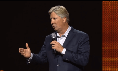 Robert Morris, senior pastor of Gateway Church in Southlake, Texas, speaks at The Gathering, a "solemn assembly" on Sept. 21, 2016.