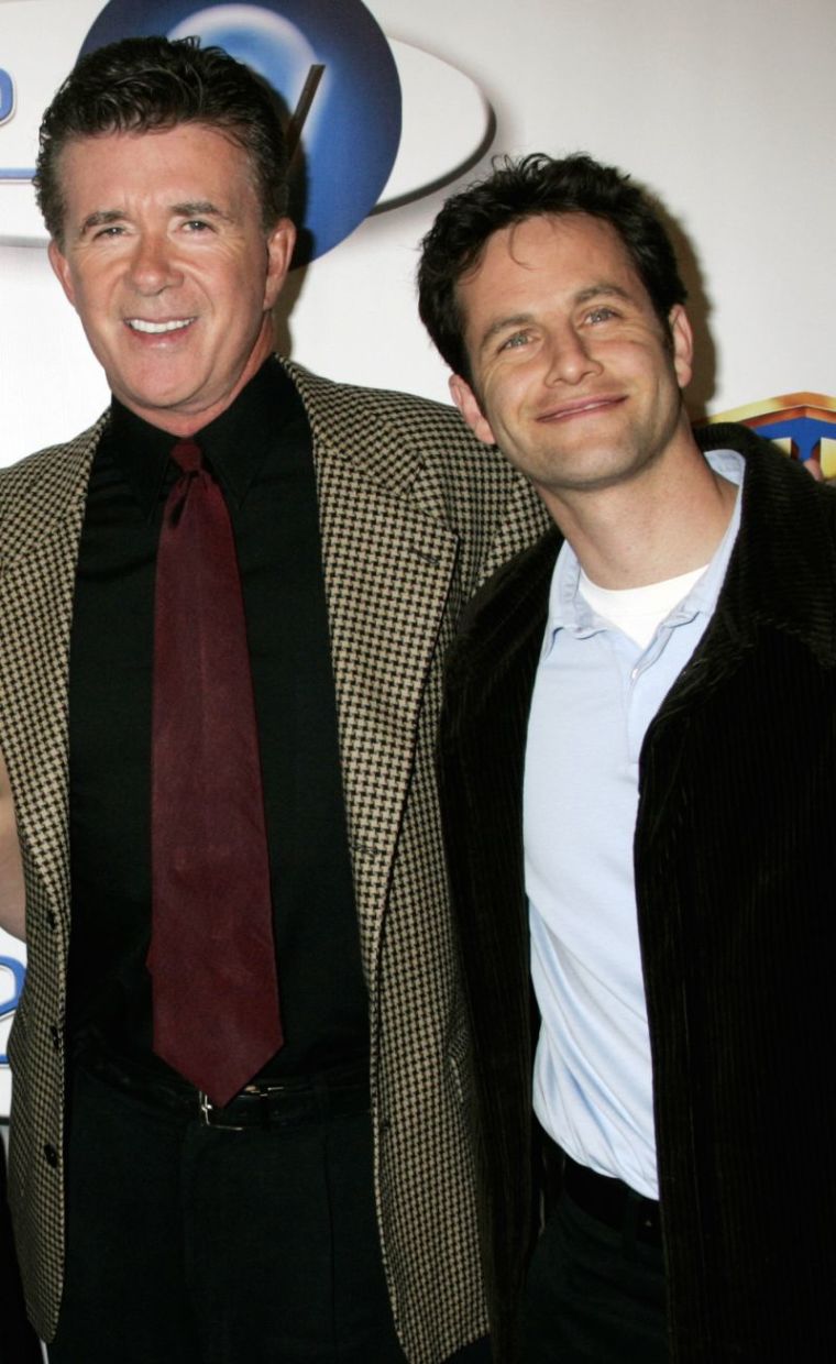 Alan Thicke and Kirk Cameron best known for their portrayal of a family on the 'Growing Pains' television series pose as they arrive at the launch party for In2TV in Beverly Hills, California March 15, 2006.