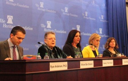 Ryan Anderson, Miriam Ben Shalom, Kaeley Triller Haver, Kami Mueller, and Mary Lou Singleton speak at the 