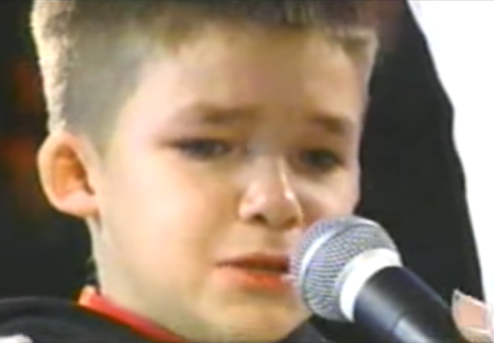 Then 9-year-old William Vandenkolk reacts to his "healing" from Benny Hinn 16 years ago.