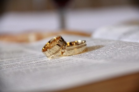 Wedding rings on Bible