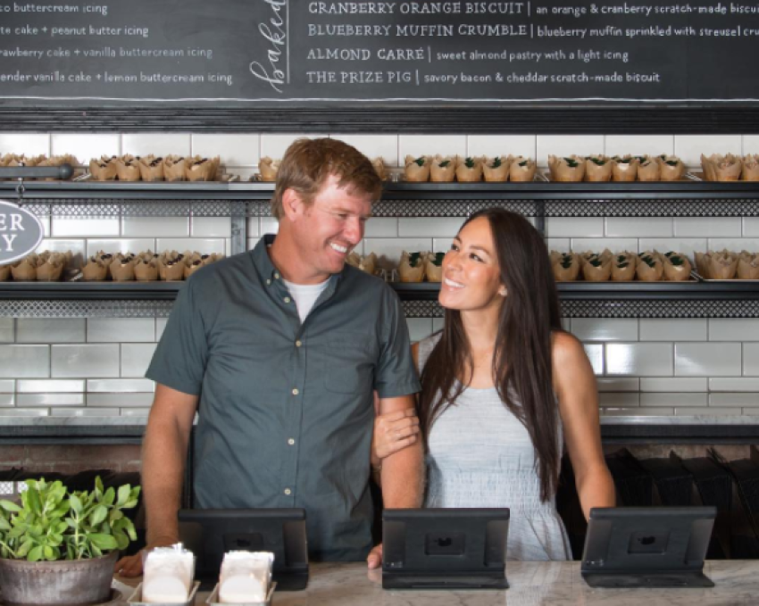 "Fixer Upper" stars Chip and Joanna Gaines smile at each other in this photo they posted on social media.