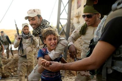 Crying Iraqi boy