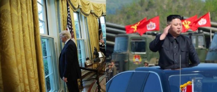 Trump (L), Kim Jong Un (R)