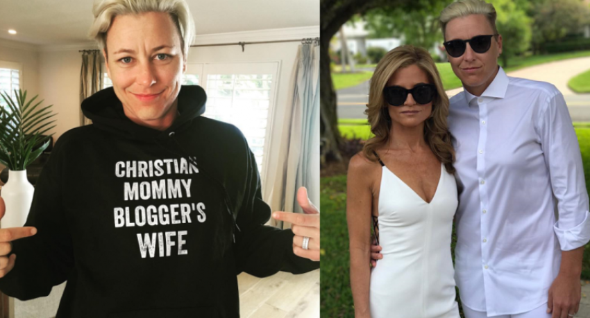 Retired soccer star Abby Wambach (L) announces her marriage to popular Christian mom blogger Glennon Doyle Melton who she is pictured with (R) on Mother's Day, May 14, 2017.
