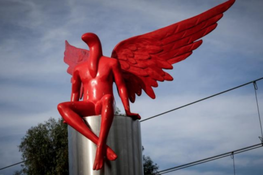 The "Phylax" statue by Kostas Georgiou in Paleo Faliro Municipality of suburban Athens, Greece, has been the target of Christian protests, January 3, 2017.