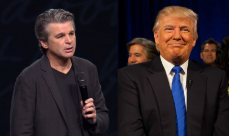 Gainesville megachurch pastor Jentezen Franklin (L) and President Donald Trump (R).