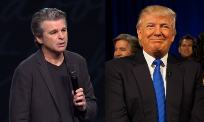Gainesville megachurch pastor Jentezen Franklin (L) and President Donald Trump (R).