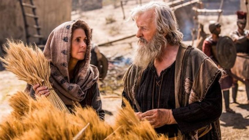 Actress Lindsay Wagner filming a scene with Rutger Hauer for the biblical drama "Samson," 2018.