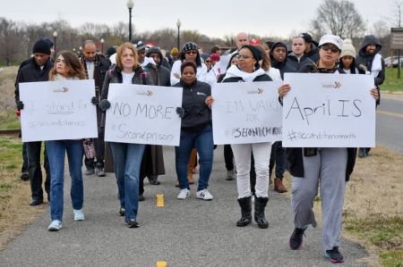 Participants take part in Prison Fellowship's Second Chance Month prayer walk in Washington, D.C. on April 7, 2018 to call on society to give ex-inmates who have served their time a