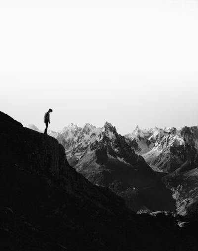 person, mountain, alone