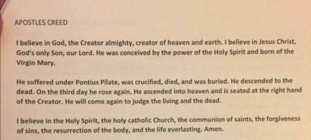 An edited version of the historic Apostles' Creed, which replaces gender specific language like