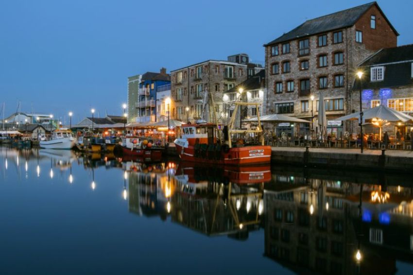 The old harbor of Plymouth, where the Pilgrims departed on the Mayflower for the New World in 1620.