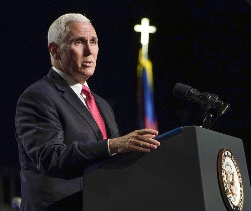 Vice President Mike Pence speaks to the more than 9,600 messengers at the 161st Southern Baptist Convention's annual meeting at the Kay Bailey Hutchison Convention Center in Dallas, Texas, on June 13, 2018. Pence thanked Southern Baptists for carrying the 