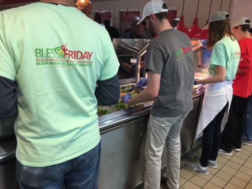 Volunteers at the Open Door Mission in Houston, Texas, a charity helping addicted, homeless and disabled men, working as part of the "Bless Friday" observance held on Nov. 24, 2017.