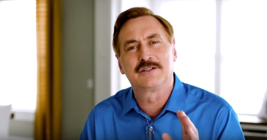Mike Lindell, founder and CEO of My Pillow, promoting his product on a TV ad.