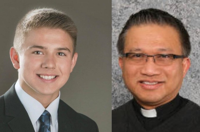 Rev. Don LaCuesta (R), a priest at Our Lady of Mount Carmel Catholic Church in Temperance, Michigan, and Maison Hullibarger (L) an 18-year-old college student who took his life on Dec. 4, 2018.