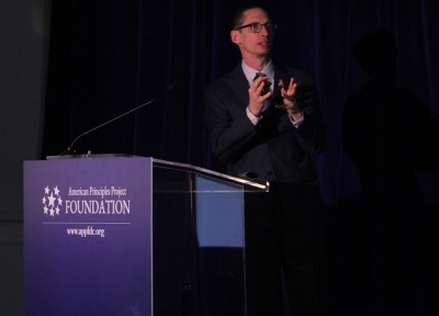Mark Regnerus, an associate professor of sociology at the University of Texas at Austin, presents data from a post-2018 midterm survey at the American Principles Project Foundation's