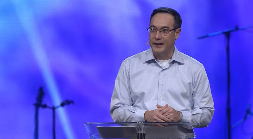 John Inazu, professor of Law and Religion at Washington University in St. Louis, Missouri, and author of the book, "Confident Pluralism: Surviving and Thriving Through Deep Difference," speaks at Urbana Student Missions Conference on Dec. 29, 2018. 