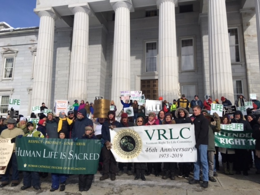 Pro-life activists attend Rally for Life, held by Vermont Right to Life on the 46th anniversary of the United States Supreme Court decision Roe v. Wade.