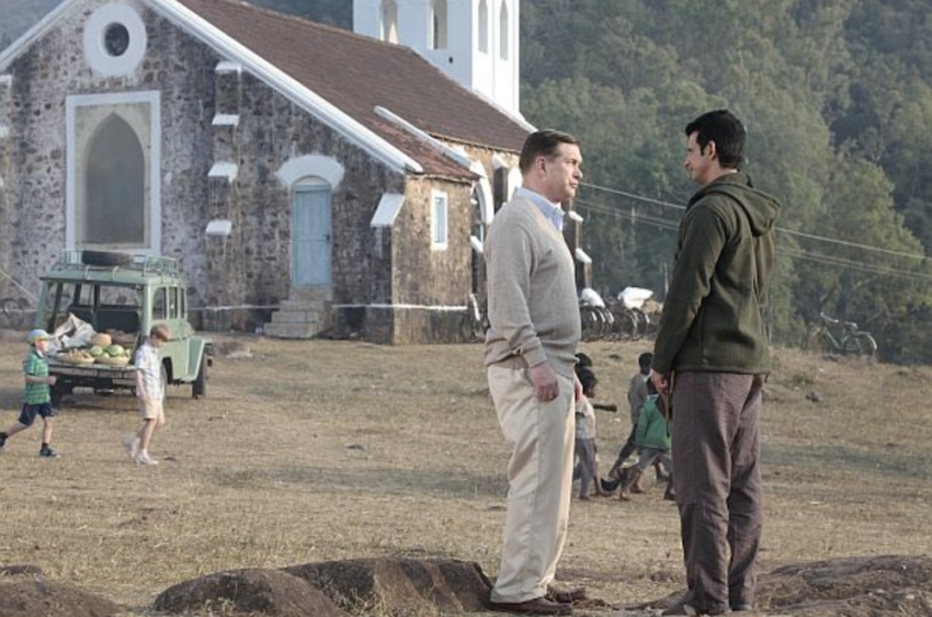 Stephan Baldwin and Sharman Joshi on the set of "The Least of These," 2018.