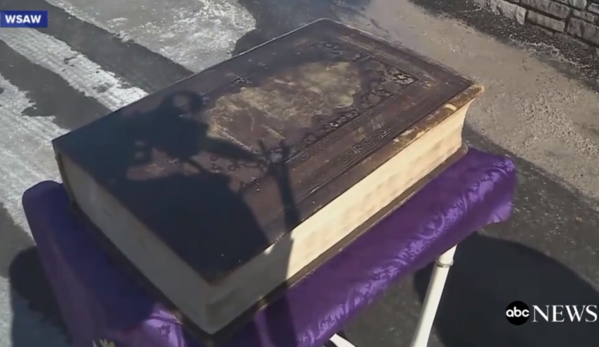 A 150-year-old Bible that survived two church fires, one in the 1950s and another in 2019.