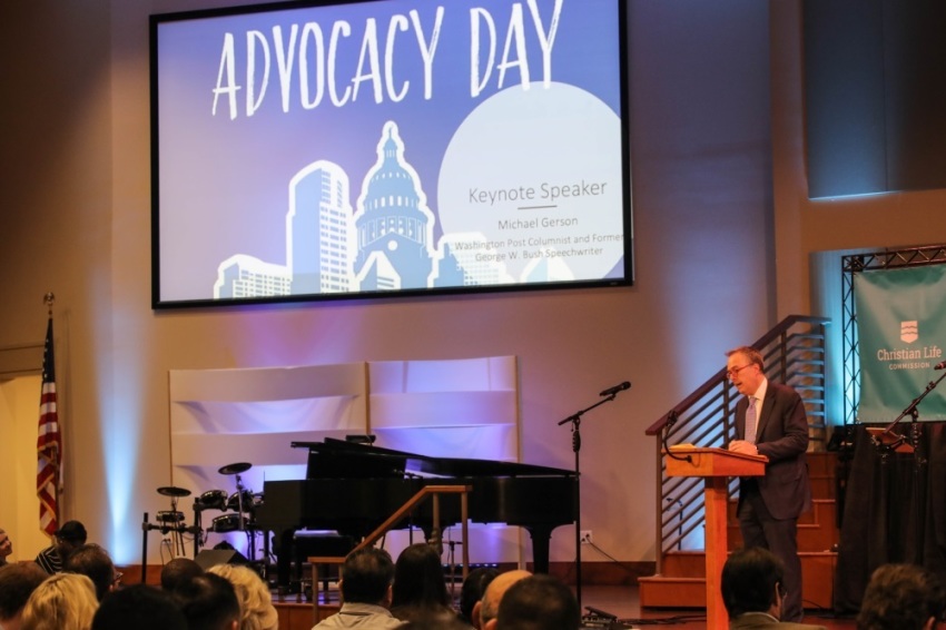 Michael Gerson speaking at Advocacy Day, sponsored by the Texas Baptists' Christian Life Commission, March 26, 2019.