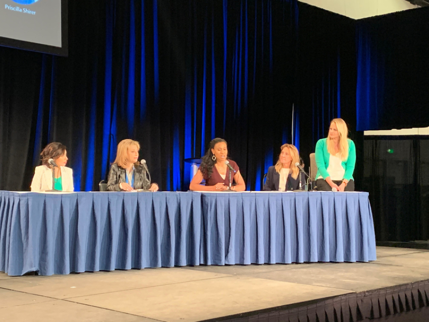 Priscilla Shirer speaks at the "Women in Entertainment" panel at NRB in Anaheim, California.