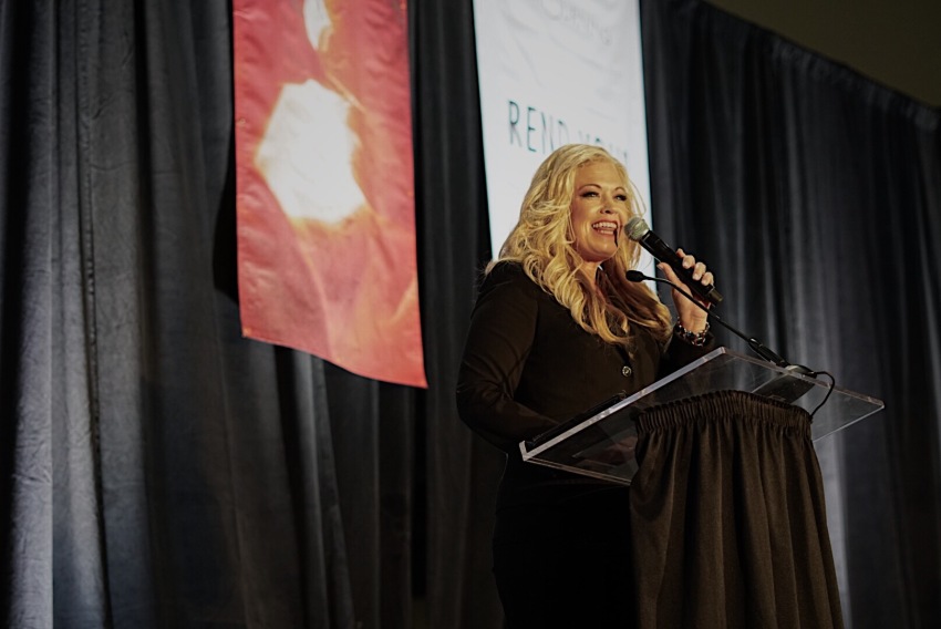 Elizabeth Johnston, also known as the "Activist Mommy" on social media, speaking at the Day of Mourning event in Richmond, Virginia on Saturday, April 6, 2019.