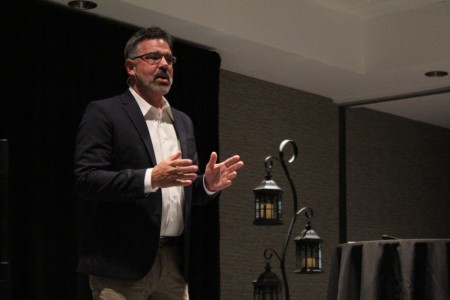 Pastor Mark DeYmaz of Mosaic Church in Little Rock, Arkansas speaks at the Evangelical Press Association's 2019 Christian Media Convention in Oklahoma City, Oklahoma on April 7, 2019.