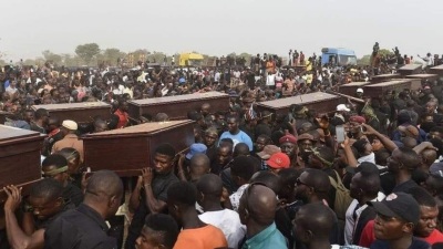 Christians in Nigeria take part in funerals in April 2019.