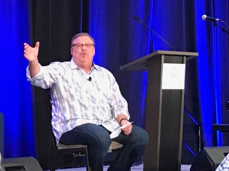 Rick Warren speaks at the Colson Center's Wilberforce Weekend at the Crystal Gateway Marriott hotel on Friday, May 17, 2019.
