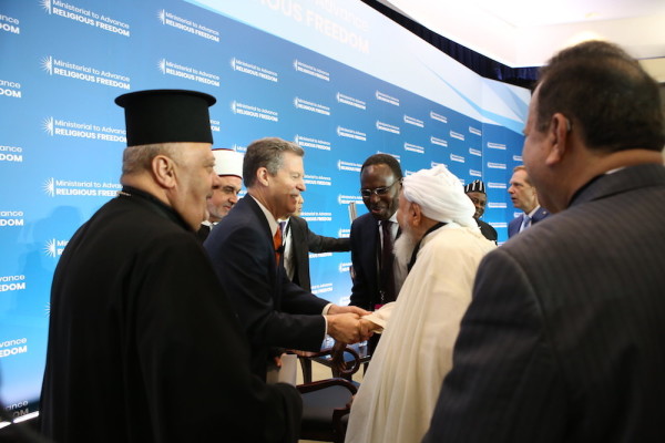 Ambassador Brownback welcomes participants and speakers at the Ministerial to Advance Religious Freedom held at the U.S. Department of State in Washington D.C. on July 16-18, 2019.