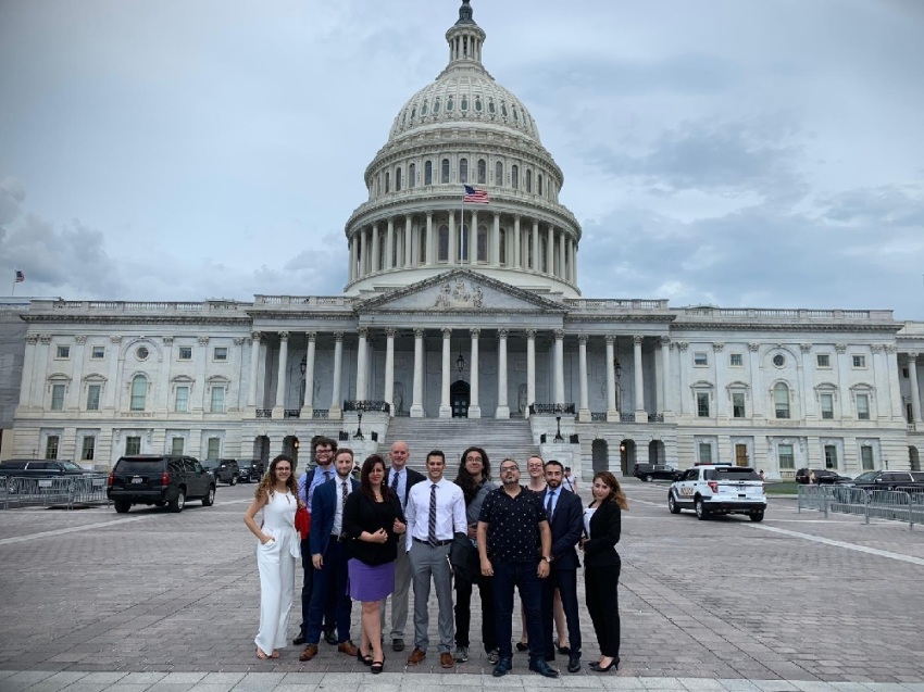 Syrian immigrants with temporary protected status who met with members of Congress pose for a picture outside of the U.S. Capitol Building in Washington, D.C. on July 17, 2019.