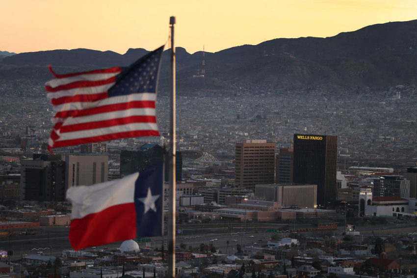 The skyline of El Paso and Ciudad Juarez, Mexico, is seen on January 19, 2019, in El Paso, Texas.