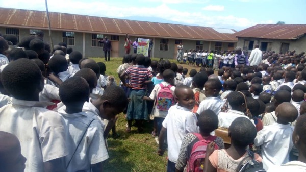 School children in the Democratic Republic of the Congo being educated about Ebola.