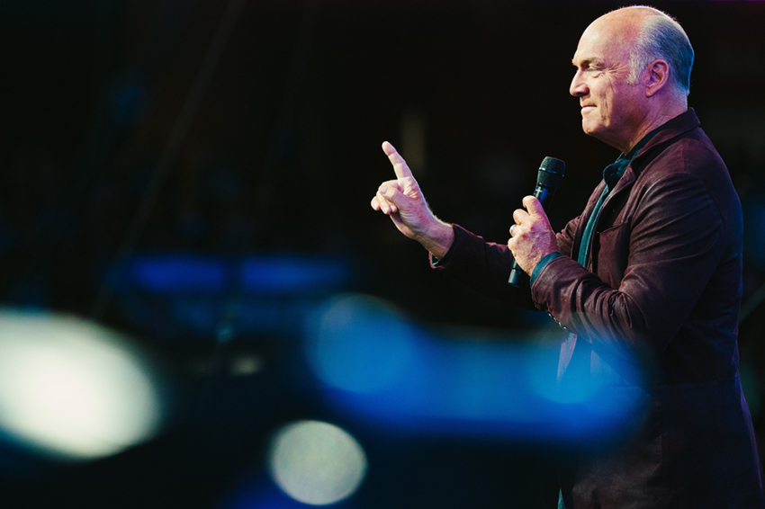Pastor Greg Laurie speaking at SoCal Harvest in Anaheim, California, on Aug. 23, 2019.