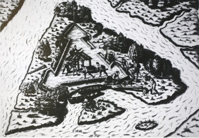 The sixteenth century French colonial settlement Fort Caroline, which was located near modern day Jacksonville, Florida.