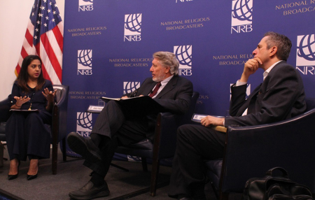 Muslim lawyer and author Asma Uddin speaks during a panel discussion hosted by the National Religious Broadcasters at the National Press Club in Washington, D.C., on Sept. 11, 2019. She was joined in the conversation by NRB General Counsel Craig Parshall and journalist Steven Waldman.