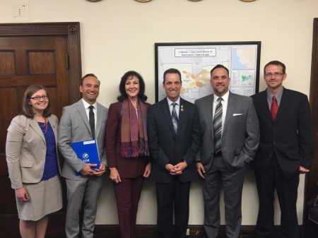 Volunteers and advocates from Real Life Church joined the International Justice Mission Advocacy Summit held in Washington, D.C. in 2017 to advocate on behalf of IJM for their members of Congress to fund the Global Fund to End Modern Slavery. Volunteers from the church met with and posed for a picture with former California Rep. Steve Knight.