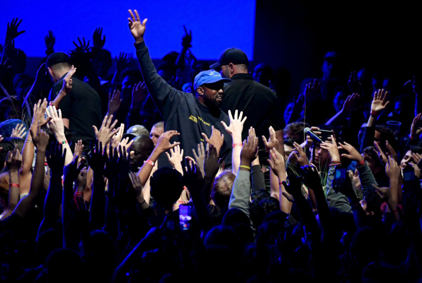 Kanye West performs onstage during his "Jesus Is King" album and film experience at The Forum on October 23, 2019, in Inglewood, California.