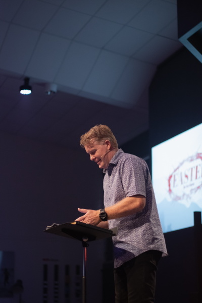 Pastor preaching.