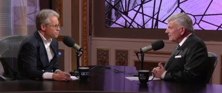 Best-selling Christian author and radio personality Eric Metaxas talks with the Reverend Franklin Graham on an episode of "The Eric Metaxas Radio Show" aired Thursday, Nov. 21, 2019.