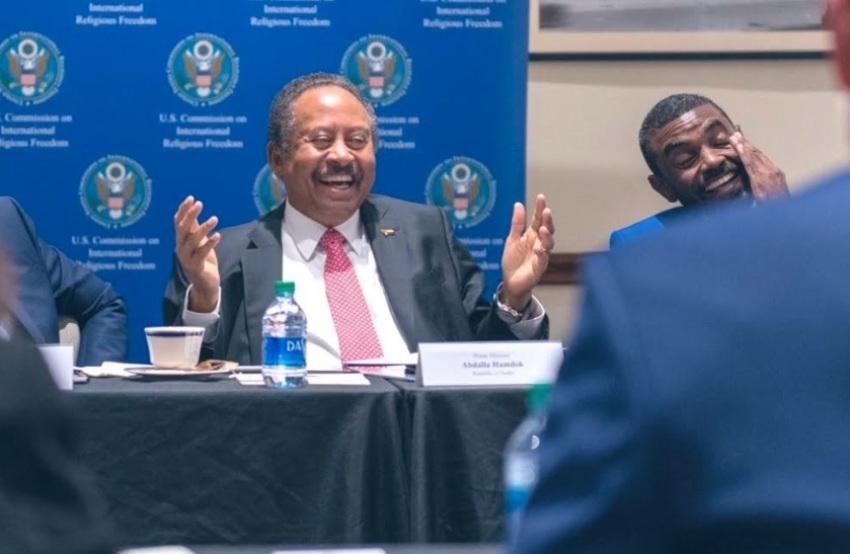Sudan Prime Minister Abdalla Hamdok meets with commissioners serving with the U.S. Commission on International Religious Freedom in Washington, D.C. on Dec. 5, 2019.