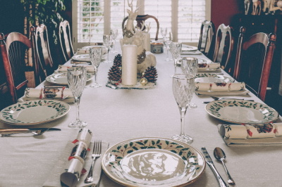 Christmas dinner table setting