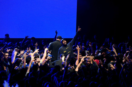 Kanye West performs onstage during his "Jesus Is King" album and film experience at The Forum on October 23, 2019 in Inglewood, California.