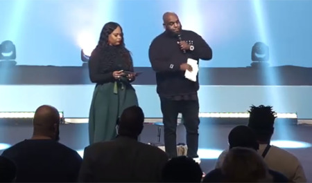 Pastor John and Aventer Gray at Relentless Church in Greenville, South Carolina, on Dec. 22, 2019.