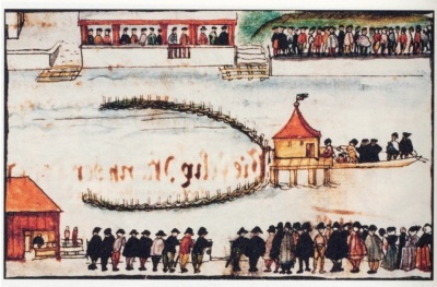 An early 17th century depiction of the martyrdom of Anabaptist leader Felix Manz, who was drowned on Jan. 5, 1527.