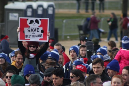 A girl holds up a pro-life placard during the 2020 March for Life in Washington, D.C. on Jan. 24, 2020.